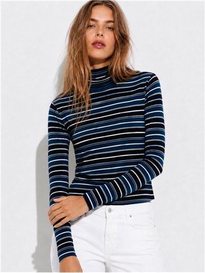 Jersey rayas cuello alto