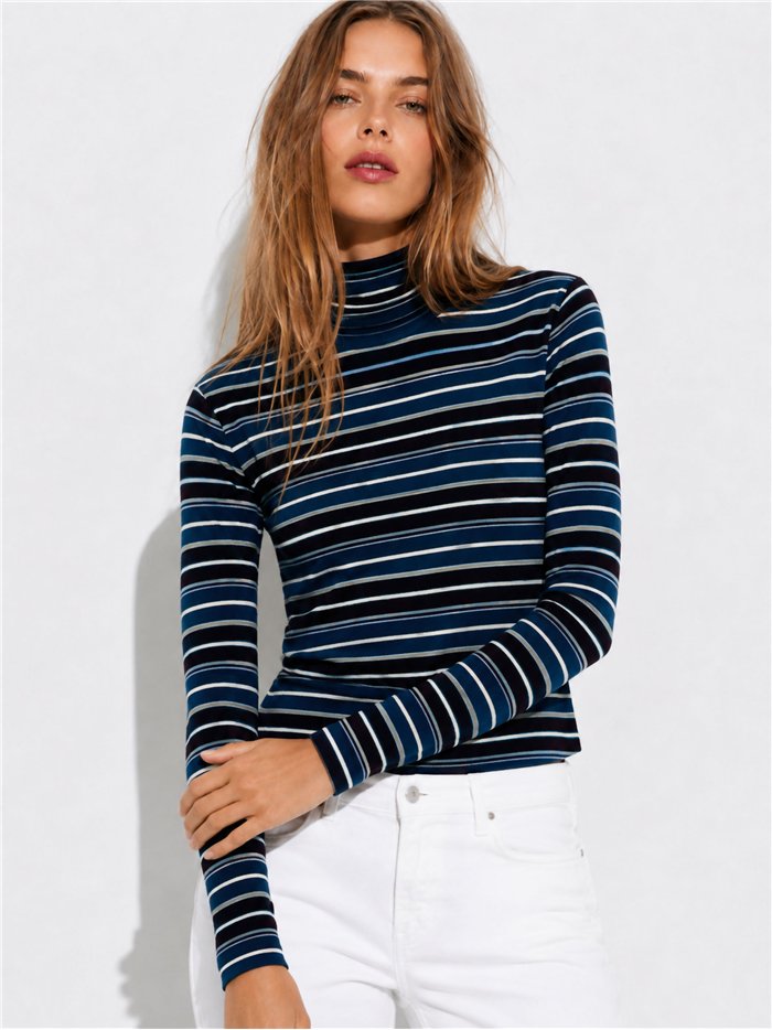 Jersey rayas cuello alto