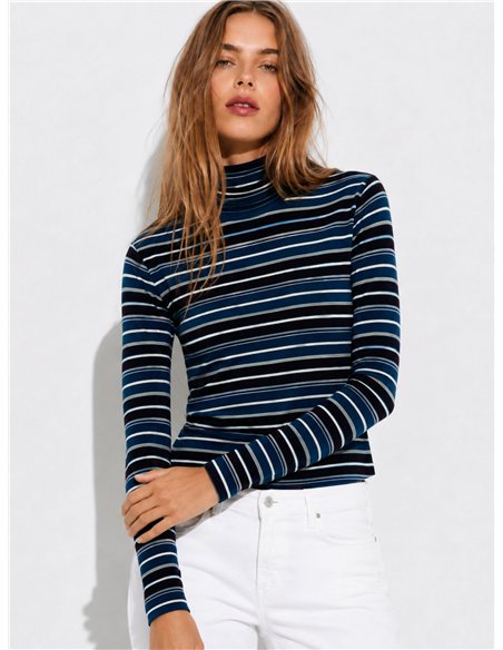 Jersey rayas cuello alto
