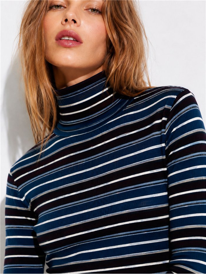 Jersey rayas cuello alto