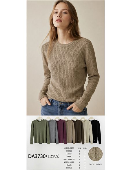 Jersey trenzado cuello redondo
