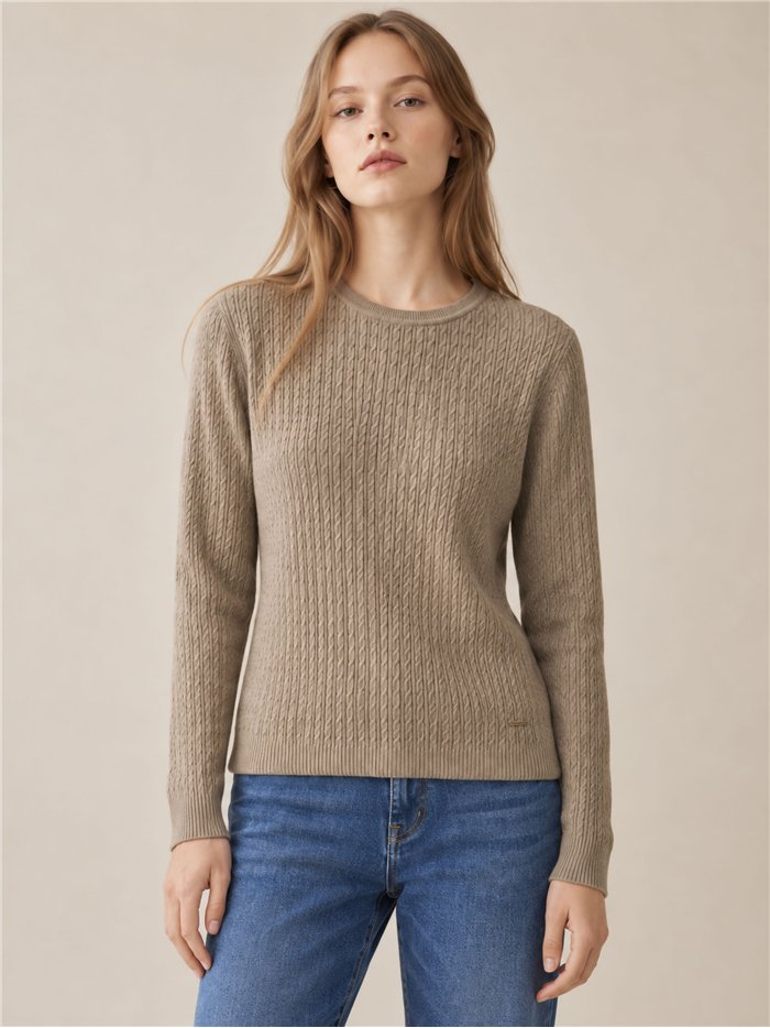 Jersey trenzado cuello redondo