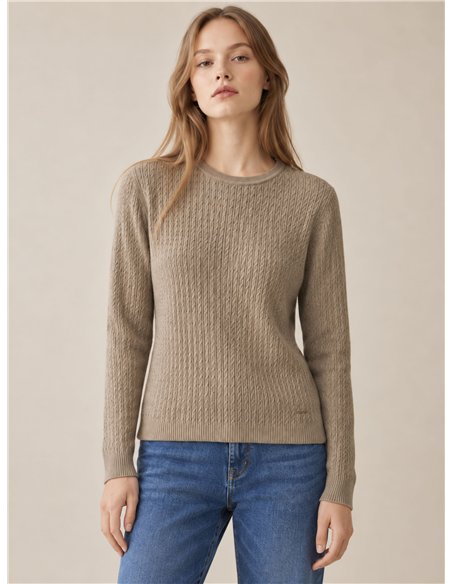 Jersey trenzado cuello redondo