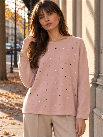 Multicolour dot soft knit sweater