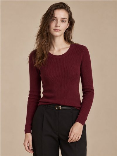 Jersey canalé cuello redondo