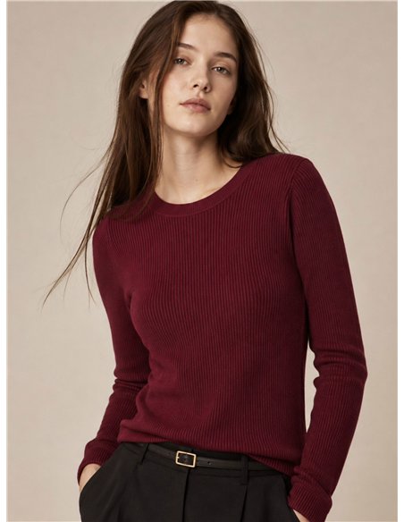 Jersey canalé cuello redondo