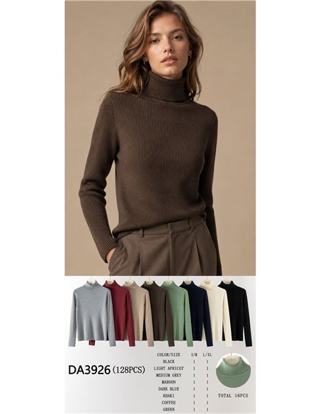 Jersey canalé cuello vuelto