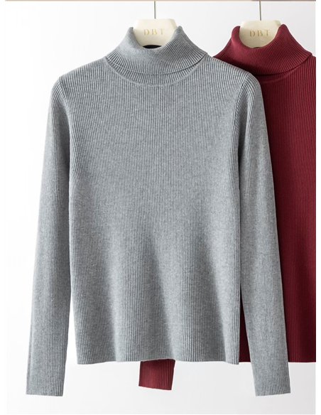 Jersey canalé cuello vuelto