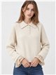 Jersey trenzado cuello polo puños cuadros