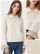 Jersey trenzado cuello polo puños cuadros