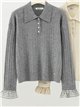 Jersey trenzado cuello polo puños cuadros