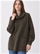 Jersey amplio cuello vuelto bolsillos