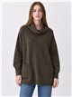 Jersey amplio cuello vuelto bolsillos