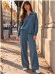 Conjunto jersey cuello polo y pantalón wide leg