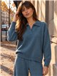 Conjunto jersey cuello polo y pantalón wide leg