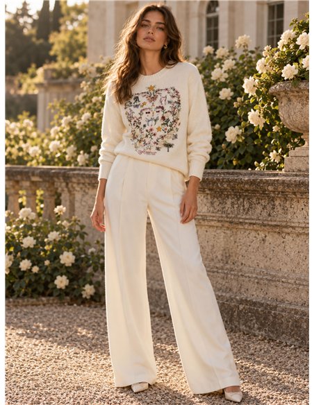 Jersey bordado corazón floral