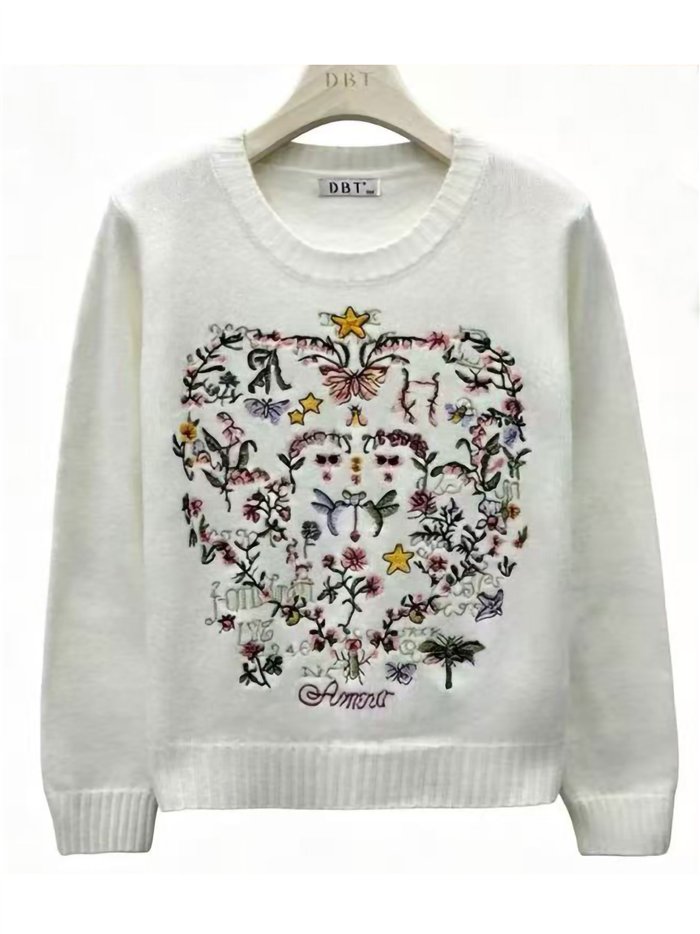 Jersey bordado corazón floral