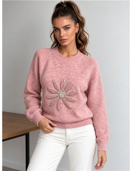 Jersey flor lentejuelas
