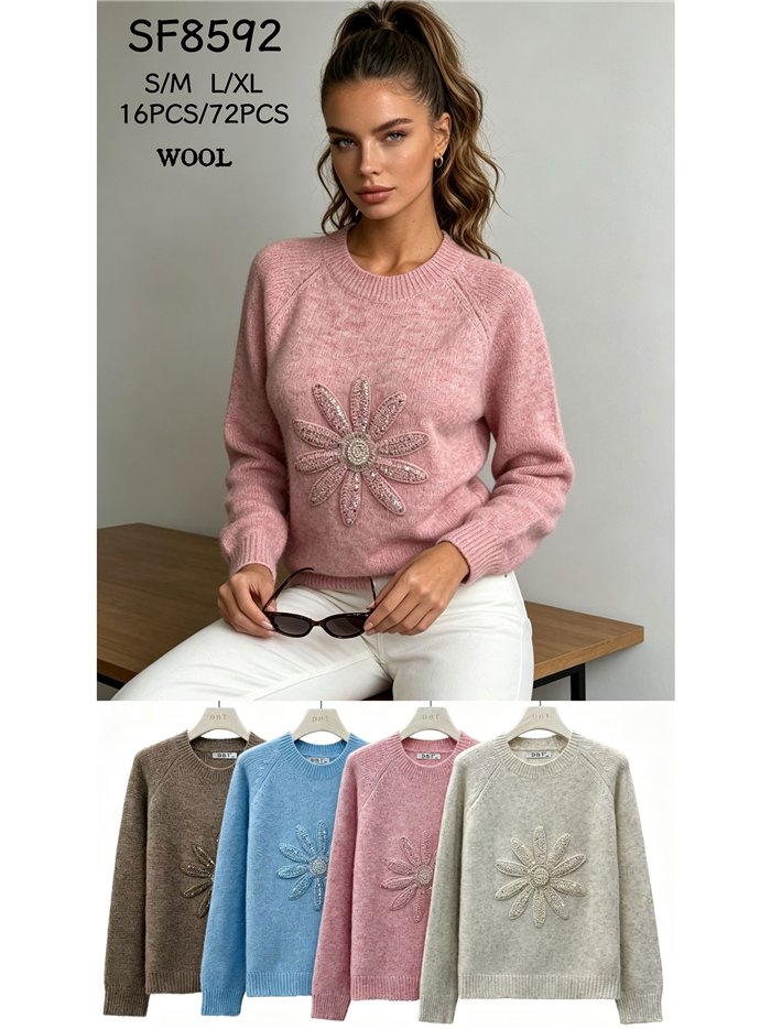 Jersey flor lentejuelas