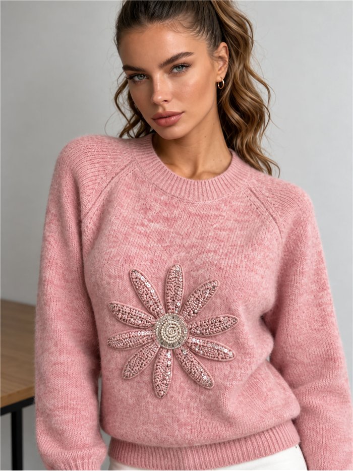 Jersey flor lentejuelas