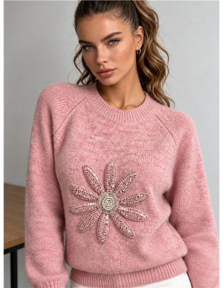 Jersey flor lentejuelas