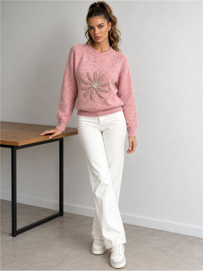 Jersey flor lentejuelas