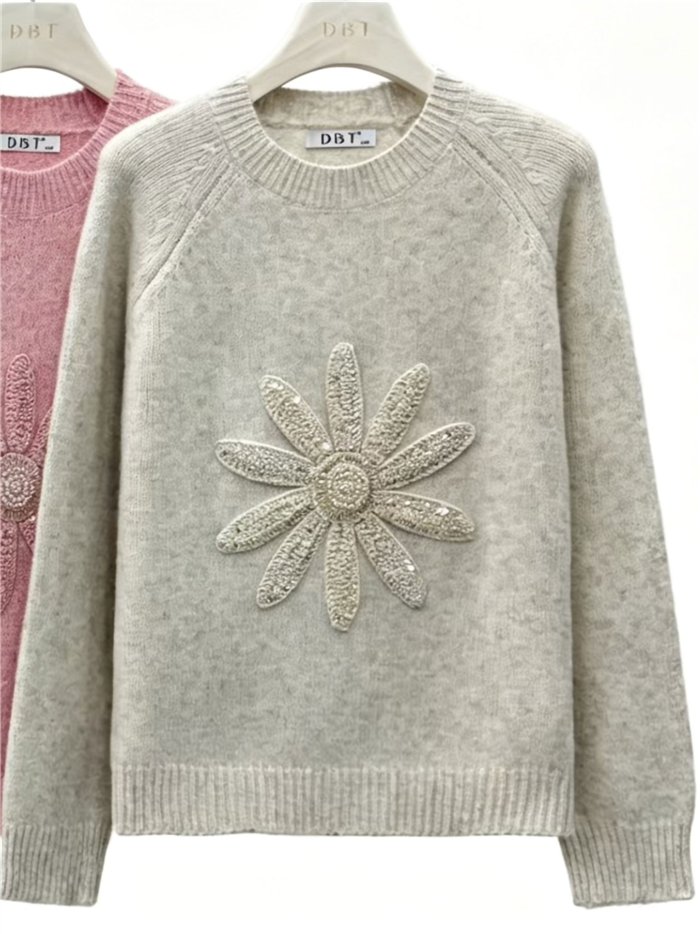 Jersey flor lentejuelas