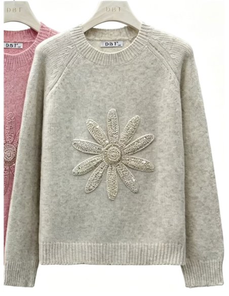 Jersey flor lentejuelas