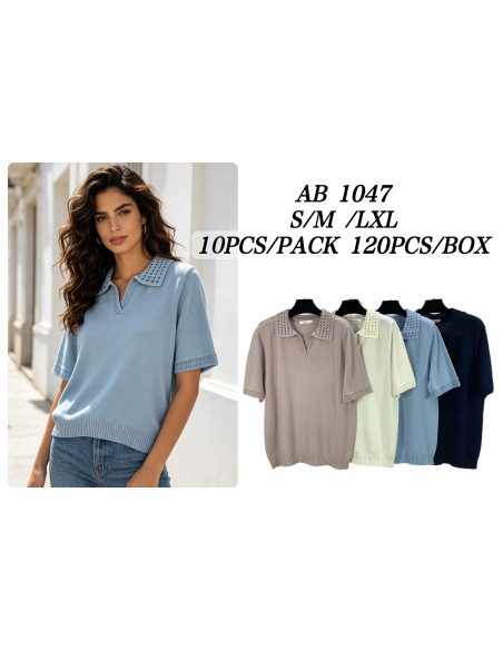 Polo-Pullover mit Lochmuster | NS-AB1047 | Großhandel