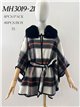Poncho a quadri bicolore con cintura