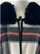 Poncho a quadri bicolore con cintura