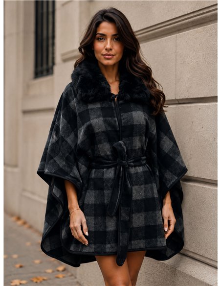 Ampia cintura a poncho a quadri