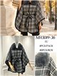 Poncho a quadri grigi con cintura