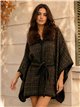 cintura poncho in tweed verde