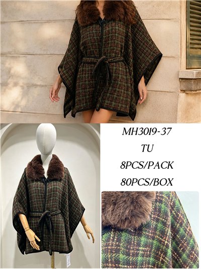 cintura poncho in tweed verde 2