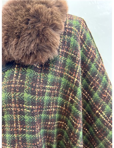 cintura poncho in tweed verde