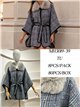 Poncho a quadri blu con cintura
