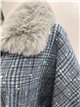 Poncho a quadri blu con cintura