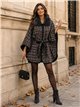 Poncho in tweed a quadri con cintura