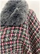 Poncho in tweed a quadri con cintura