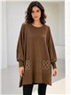 Jersey maxi con bolsillos de strass