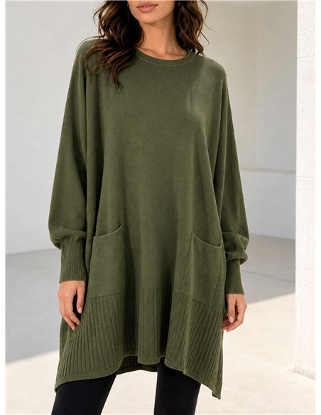 Maxi sweater with pockets