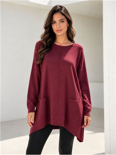 Jersey maxi brillante con bolsillos