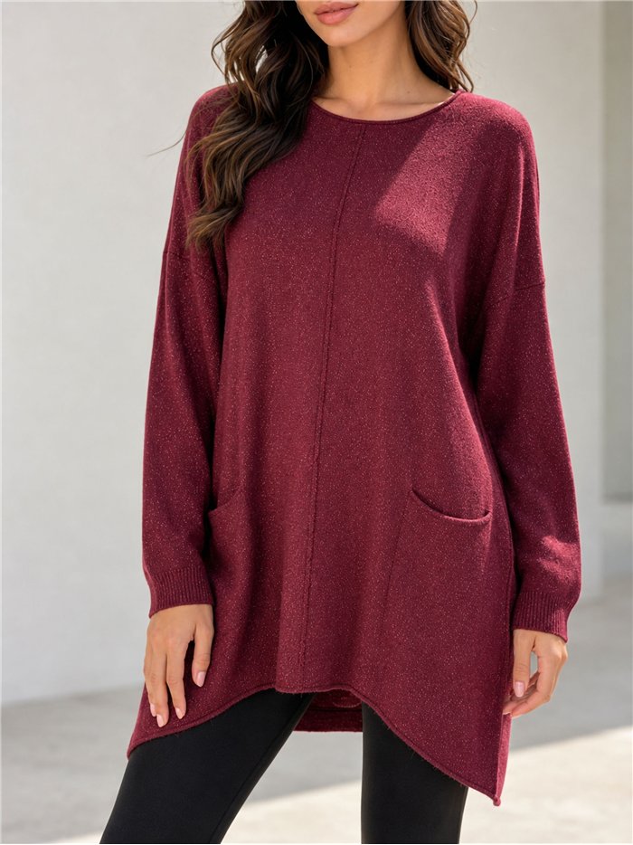 Jersey maxi brillante con bolsillos