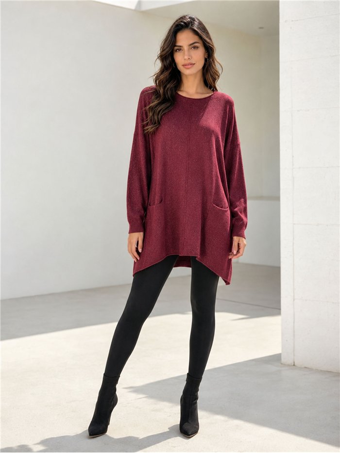 Jersey maxi brillante con bolsillos