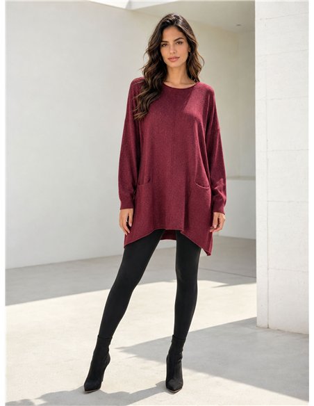 Jersey maxi brillante con bolsillos