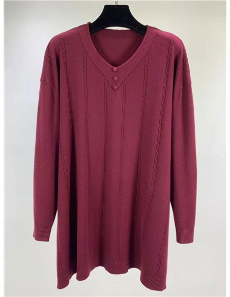 Jersey maxi de trenzas con cuello pico