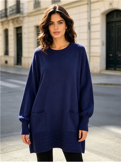 Jersey maxi con bolsillos y bajo texturizado