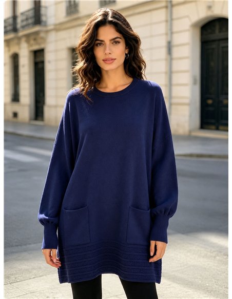 Jersey maxi con bolsillos y bajo texturizado