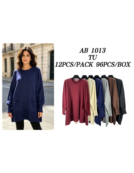 Jersey maxi con bolsillos y bajo texturizado